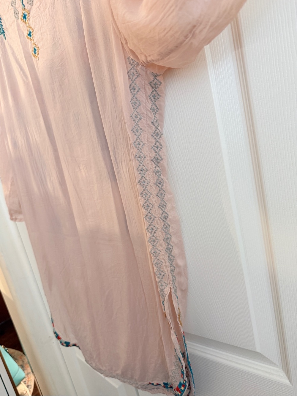 Johnny Was Silk Dusty Pink Embroidered Tunic M - Picture 12 of 13